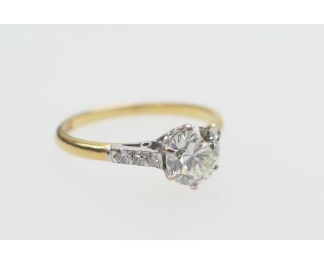 Diamond solitaire ring, the round old brilliant cut diamond of approx. 0.95ct, colour estimated as K, clarity as VS2, in 18ct