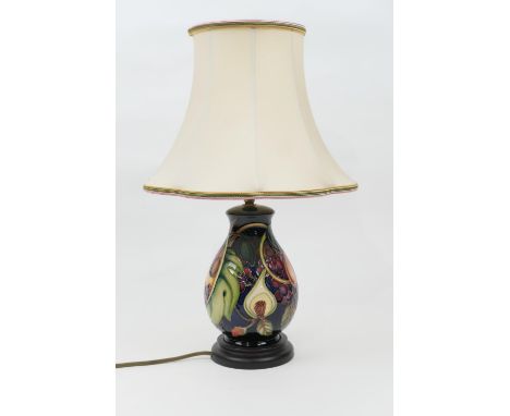 Moorcroft Queen's Choice table lamp, by Emma Bossuns, original base and shade, total height 47cm (Please note condition is no