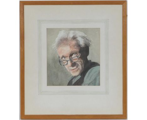 Eira Williams (20th Century), Portrait of a bespectacled gentleman, watercolour, signed, 21cm x 20cm (Please note condition i