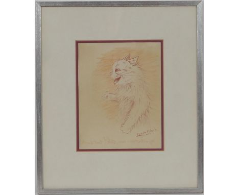 Louis Wain (1860-1939), 'My intentions are ah don't smile', coloured crayon, signed and titled, 21.5cm x 16.5cmProvenance: Ch