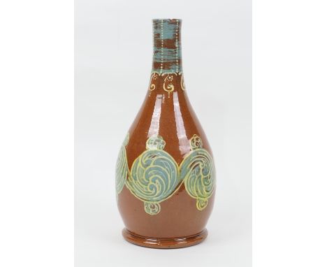 Della Robbia/Buckley Pottery interest: Charles Collis slip decorated bottle vase for William Powell, Buckley, dated 1911, hav