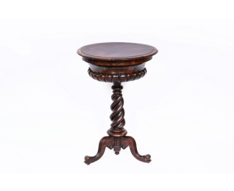 An English Victorian rosewood teapoy, 19th C.H 71 - Dia.: 49 cm
