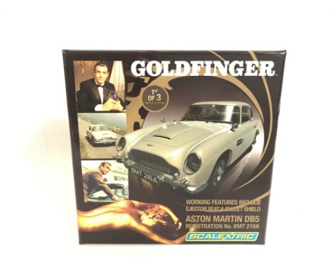 A Boxed Scalextric James Bond Goldfinger Aston Martin With Ejector Seat and Bullet Sheild.