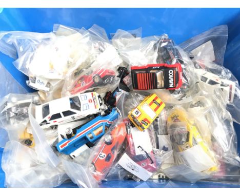 A Box Containing Scalextric Cars In Various States Ideal For Spare Parts Etc.