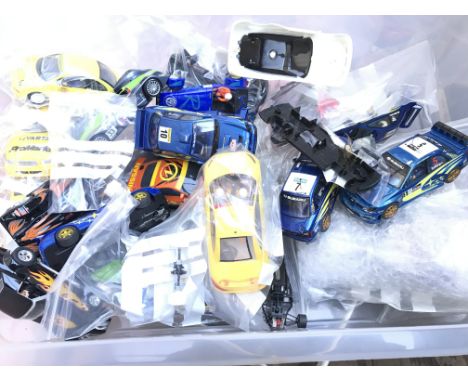 A Box Containing Scalextric Cars In Various States. Ideal For Spares Etc.