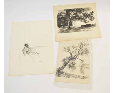 •Ethel Gabain (1883-1950), Landscape with tree, lithograph, signed in pencil to lower margin, 37 x 27cm, together with two fu