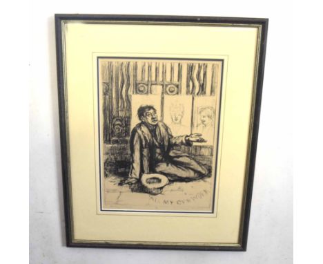•Louis Thomson (1883-1962), "The Pavement Artist", black and white lithograph, signed and inscribed with title in pencil to l