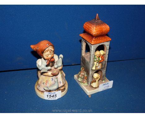 Two Hummel figures; Girl with Pigeon 337 1972 and Whitsontide Tower 163