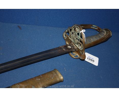 A Victorian British Officer's Sword with proof button and crown, marked VR