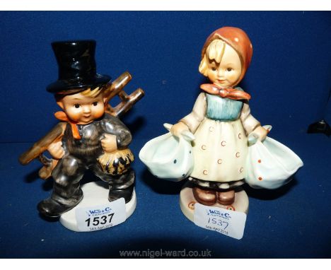 Two Hummel figures; large Chimney Sweep 40 and Mother's Darling 175