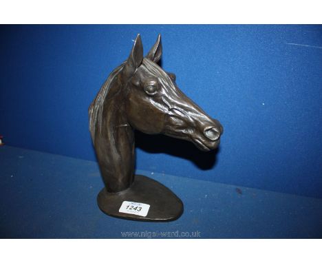 A bronze style sculpture of a Horse Head in a limited edition of 750 signed B. A. Ormand