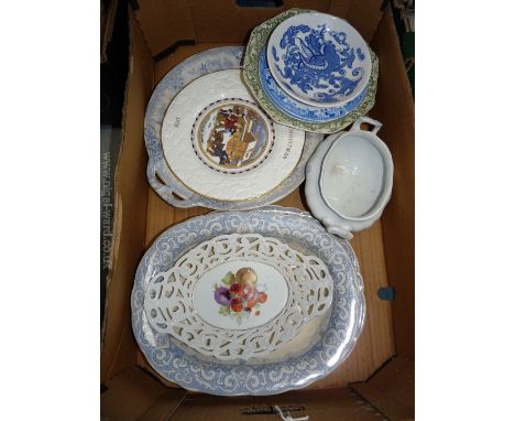 A quantity of china including Asiatic Pheasant blue and white Platter and serving dish, Coalport plate, Copeland and Garrett,
