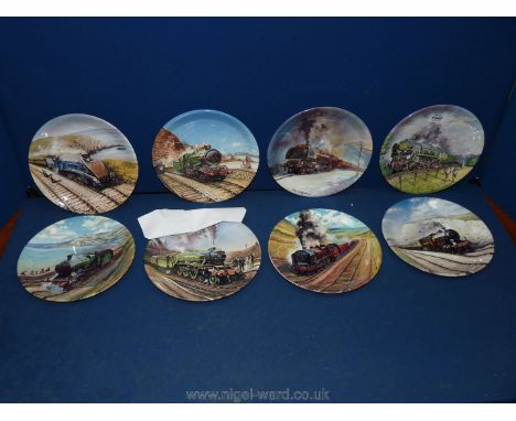 A complete Set of eight Bradford Exchange Plates by Davenport Pottery 'Great Steam Trains' including The Flying Scotsman, The