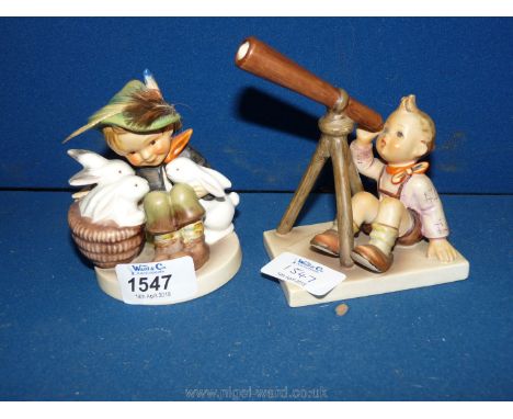 Two Hummel figures including Star Gazer and Boy with white rabbits