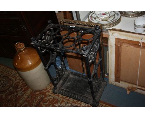 A substantial 19th century cast iron eight division Stick Stand with drip tray