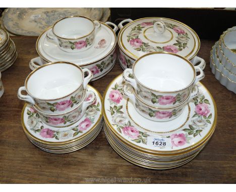 ******A part Royal Worcester 'Royal Garden' Dinner service including ten dessert plates, eight side plates, five soup bowls a