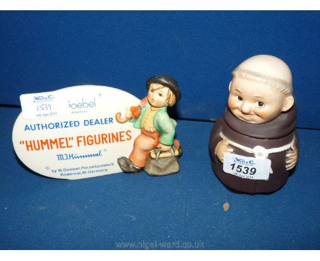 A Hummel figure Friar Tuck 237 together with a Goebel authorized dealer's advertising Hummel figurines sign