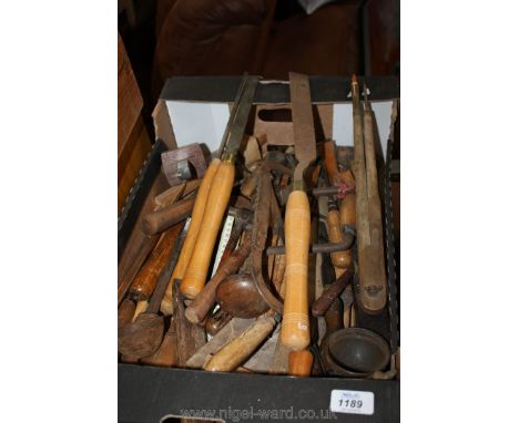 A good quantity of woodworking tools, chisels, etc