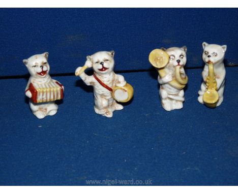 Four Louis Wain type Cat Figures, marked foreign