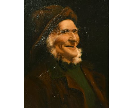 19th Century English School, A head and shoulders portrait of a fisherman, oil on canvas, 18" x 14".