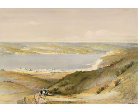 After David Roberts, 'The Sea of Tiberias', a 19th Century lithograph, hand coloured, 13.25" x 19.5".