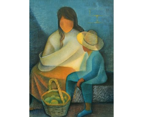 Louis Toffoli (1907-1999) French, a lithograph of figures by a basket of apples, signed and inscribed, 27.5" x 20.5".