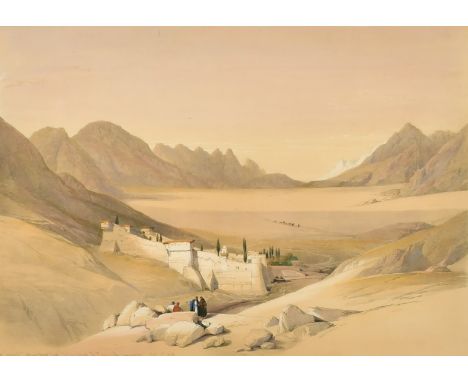 After David Roberts, 'The Convent of St. Catherine, Mount Sinai', a 19th Century lithograph, hand coloured, 13.25" x 19.5".