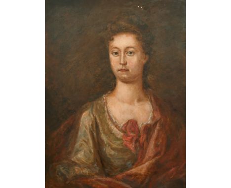 Early 20th Century, Portrait of a lady wearing a red shawl, inscription verso, said to be Ann Heron nee' Vining (1692-1733), 