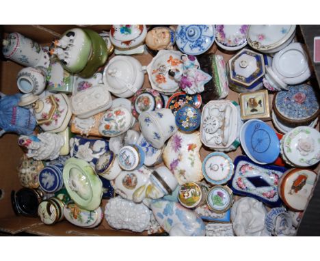 A large collection of assorted trinket jars and covers to include Japanese Meiji period, Nortake and Wedgwood examples