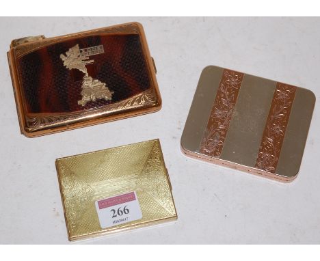 A mid-20th century French ladies gilt metal and faux tortoiseshell pocket cigarette case, with internal lighter; together wit
