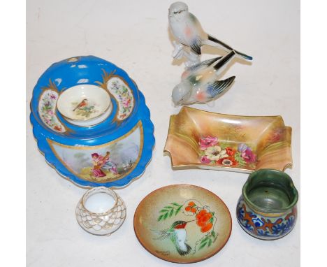 A small collection of miscellaneous items to include; Gouda squat vase, Royal Copenhagen squat vase, Royal Worcester shallow 