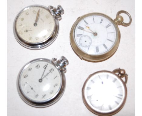 A 19th century silver cased open faced pocket watch having an enamel dial with Roman numerals and subsidiary seconds dial, to