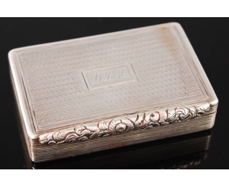 A William IV engine turned silver snuff-box, having leaf chased thumb-piece, gilt washed interior, maker William Simpson, Bir