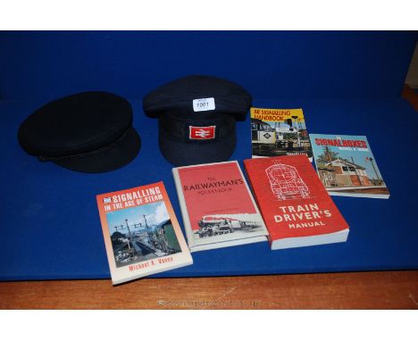 A quantity of Railway memorabilia including Railwayman's Cap, plus another, and various Books including 'Train drivers Manual
