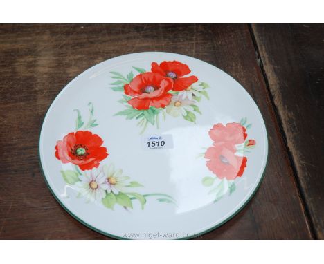 A Royal Worcester Cake Plate decorated with poppies.  11'' diameter.