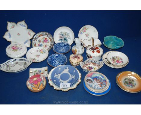 A quantity of pin dishes and other small china items including Limoges, Minton, Worcester, etc.