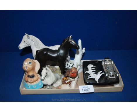 A quantity of miscellaneous china animals including a Beswick foal a/f, Lesney Ashtray, Goebel Robin etc.