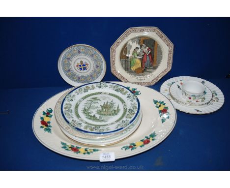 A quantity of Plates and Dishes including a Masons 'Old Ivory' Meat Plate, Minton 'Brocade' Plate, Royal Doulton 'Tonkin' Pla