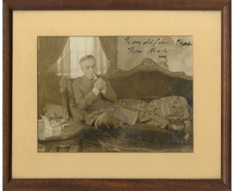 CHAPLIN CHARLES: (1889-1977) English Film Comedian, Academy Award winner. A good vintage signed and inscribed sepia 8 x 6.5 p