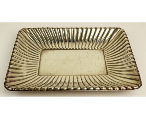 Reed & Barton Sterling Melon Ribbed Rectangular Silver Tray. Signed Reed & Barton (logo) Sterling, X 302. Light Surface Scrat