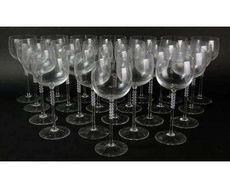 Set of 23 Rosenthal "Century" Burgundy Wine Glasses. Signed with Rosenthal Stamp. Good Condition. Measures 8-3/4 Inches Heigh