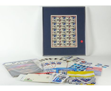 A Collection of 1980 Olympic Memorabilia. Includes both Winter and Summer Olympic Items. Stamps, Patches, Envelopes, Ticket S