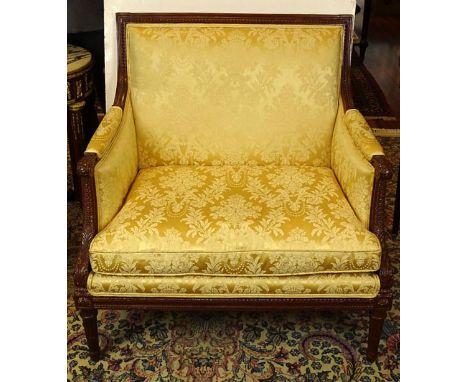 Early to Mid 20th Century French Carved Beechwood Marquise Chair. Unsigned. Good Condition. Measures 36-1/2 Inches Tall, 34-1