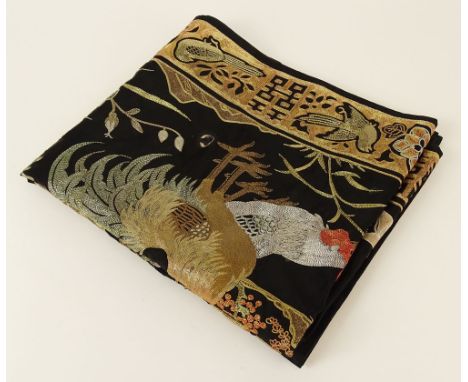 Vintage Chinese Embroidered Panel. Various Birds Motif. Unsigned. Minor Loose Threads or in Good Condition. Measures 21-1/4 I