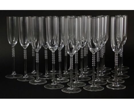 Set of 25 Rosenthal "Century" Champagne Flutes. Signed with Rosenthal Stamp. Good Condition. Measures 10-1/2 Inches Height. W