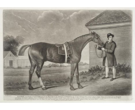 George Stubbs (British, 1724-1806) ''Eclipse, the Property of Captn OKelley''  Mezzotint with etching, plate 250mm by 350mmNo