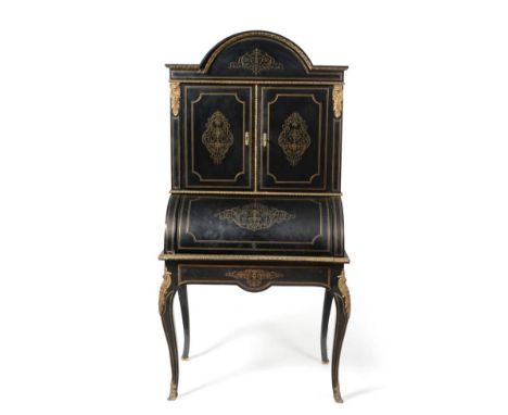 A 19th Century French Ebonised and Brass Inlaid Bureau de Dame, in Louis XVI style, stamped Diehl 19 R Michel-le-Compt, with 