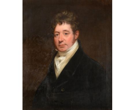 Follower of Sir Thomas Lawrence (1769-1830) Portrait of a gentleman, head and shoulders, wearing a white cravat and tie with 