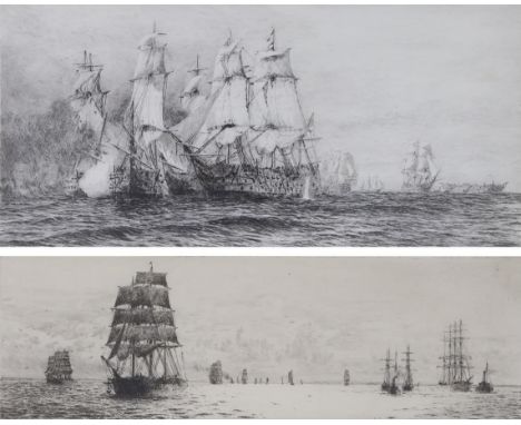 William Lionel Wyllie RA, RBA, RI, RE, NEAC (1851-1931) ''Battle of Trafalgar'' Signed in pencil, etching, together with a fu