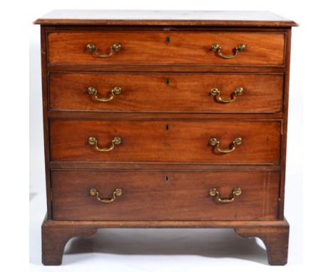 A George III Mahogany and Pine Sided Straight Front Chest of Drawers, early 19th century, the moulded top above four long gra